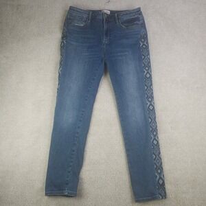 Driftwood Jackie Jeans Womens 30x26 Blue High Rise Skinny Ankle Embroidered